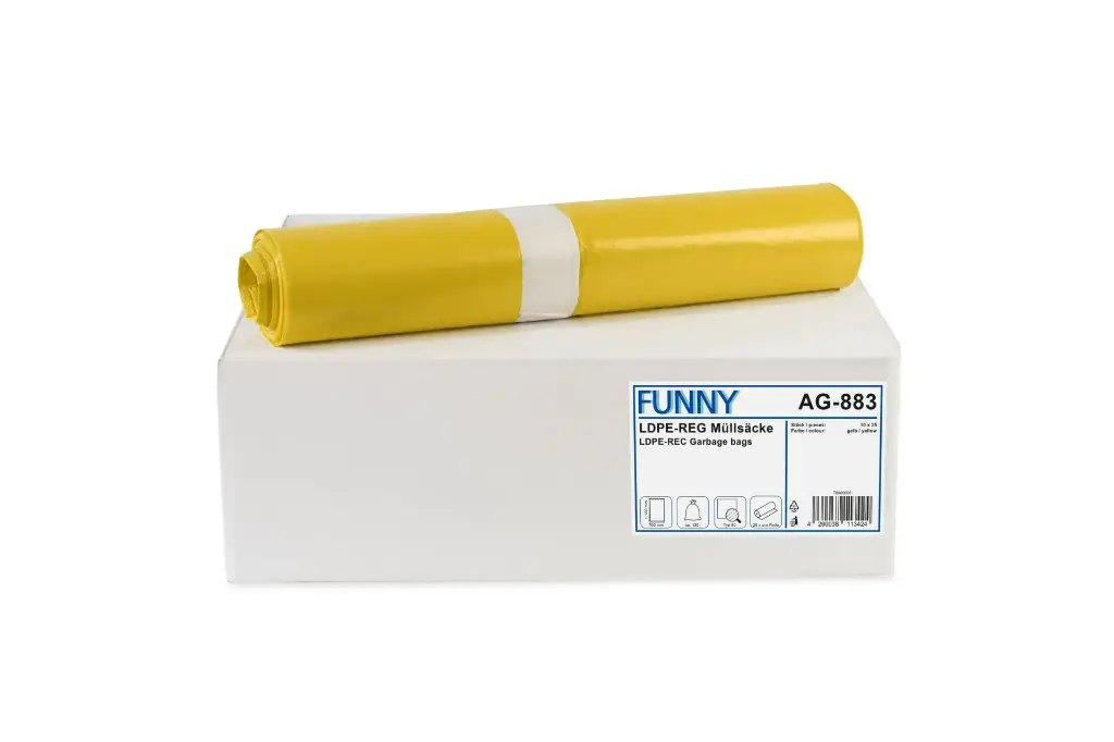 Müllsäcke Gelb120 Liter LDPE-Regenerat  Typ 60 700x1100 mm 250 Stück/Karton