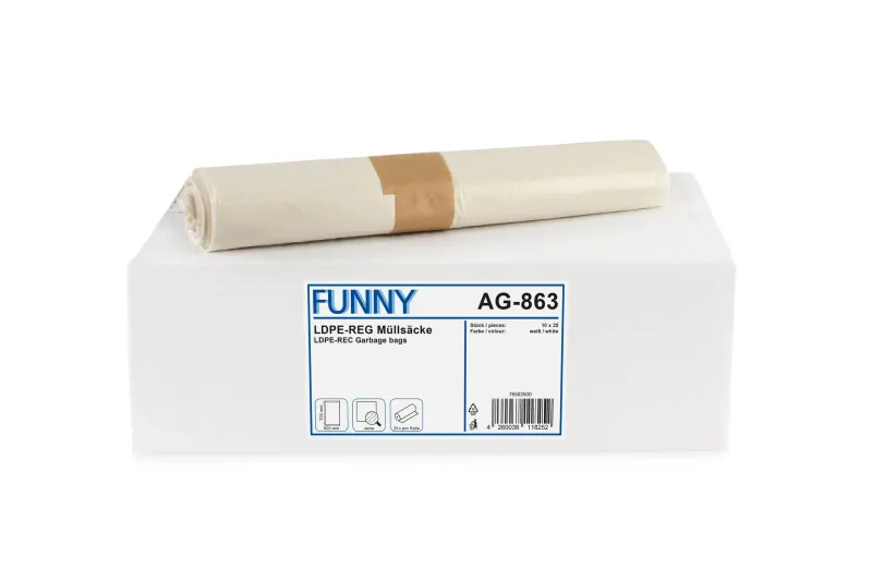 Müllsäcke Weiß  60 Liter LDPE-Regenerat  Extra 600x700 mm 250 Stück