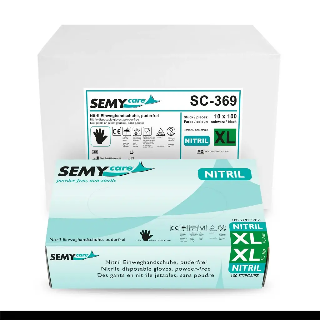  Nitril-Einweghandschuhe M schwarz, puderfrei, 10 x 100 Stück