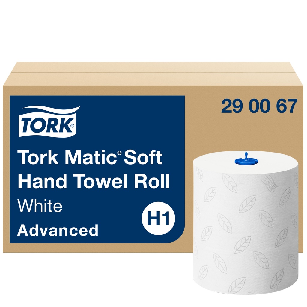 Tork Matic® weiche Papierhandtuchrollen Weiß mit grauem Blätterdesign H1