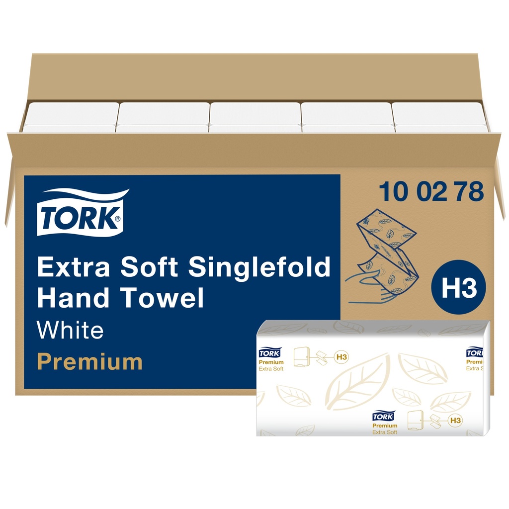 Tork extraweiche (V Falz)-Handtücher Weiß H3 23x23cm 15x20=3000 Stück