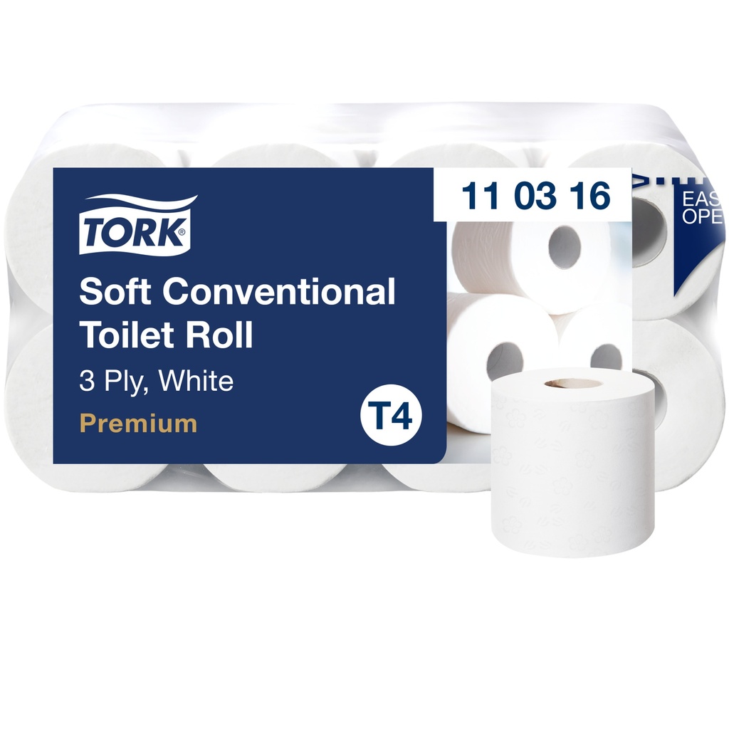 Tork weiches Kleinrollen Toilettenpapier Premium – 3-lagig 9x8 Roll=72 Stück