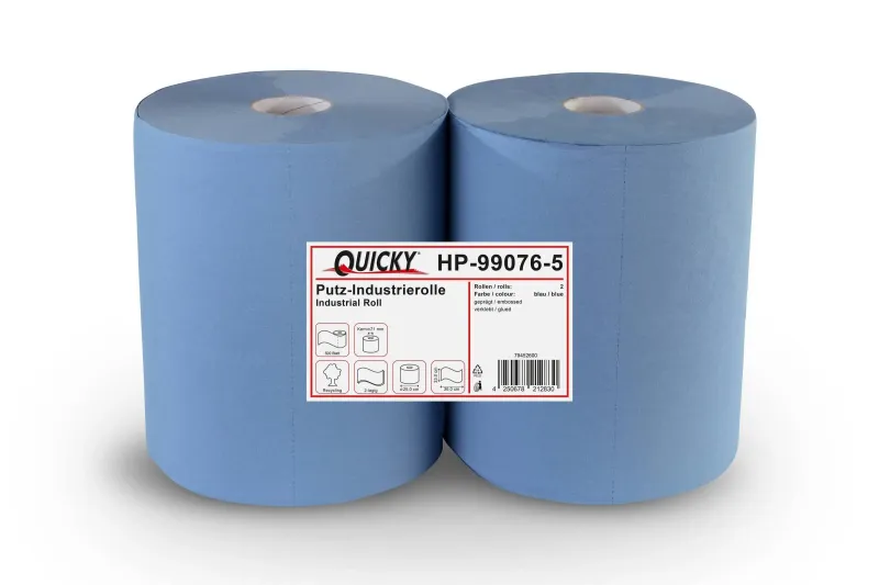 Putz Industrierolle  33 cm, 2-lagig, recycling blau, 500 Blatt, 2 Rollen