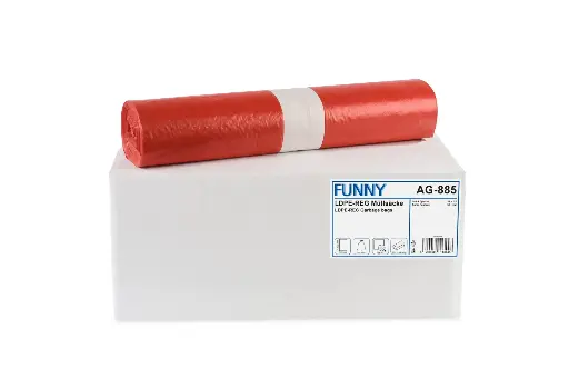 [AG885] Müllsäcke Rot 120 Liter LDPE-Regenerat  Typ 60 700x1.100 mm 250 Stück/Karton