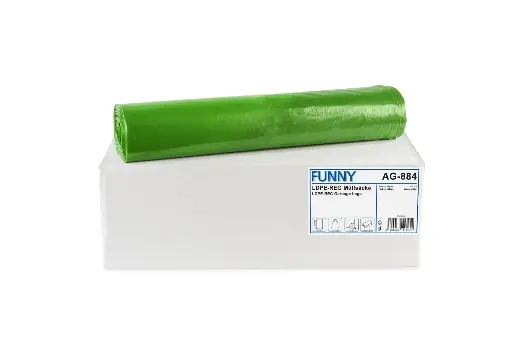 [AG884]  Müllsäcke Grün 120 Liter LDPE-Regenerat  Typ 60 700x1100 mm 250 Stück/Karton