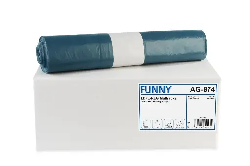 [Ag874] Müllsäcke Blau140 Liter LDPE-Regenerat  Typ 60 Extra Stark 800x1000 mm 250 Stück/Karton