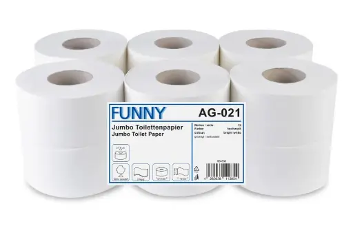 [AG021] MINI Jumbo WC Papier, 2 lagig, 150 lfm, 12 Rolle im Pack