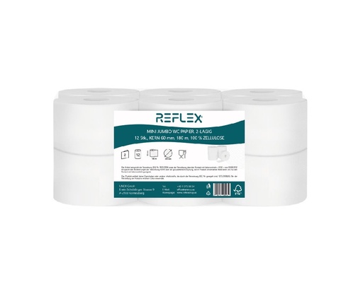[G0309] Mini Jumbo WC Papier Weiß 150 lfm 12 Stück/Pack.
