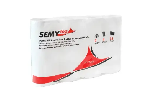 [ST-77068]  Küchenrolle 3-lagig, 51 Blatt, Zellstoff weiß, 8 x 4 Rollen