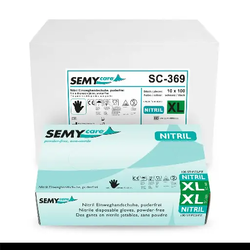 [SC367]  Nitril-Einweghandschuhe M schwarz, puderfrei, 10 x 100 Stück