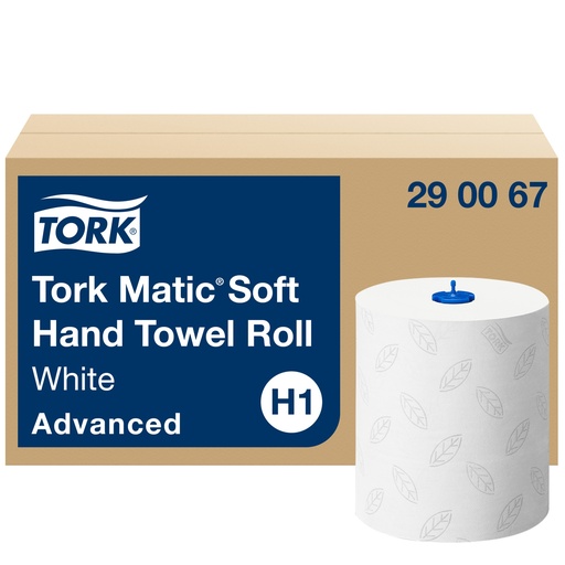 [290067] Tork Matic® weiche Papierhandtuchrollen Weiß mit grauem Blätterdesign H1