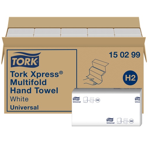 [150299] Tork Universal Multifold-Handtücher Weiß H2 (Z Falz) 32,4x21,3cm 20 Pak a 237 stk =4740 Stück