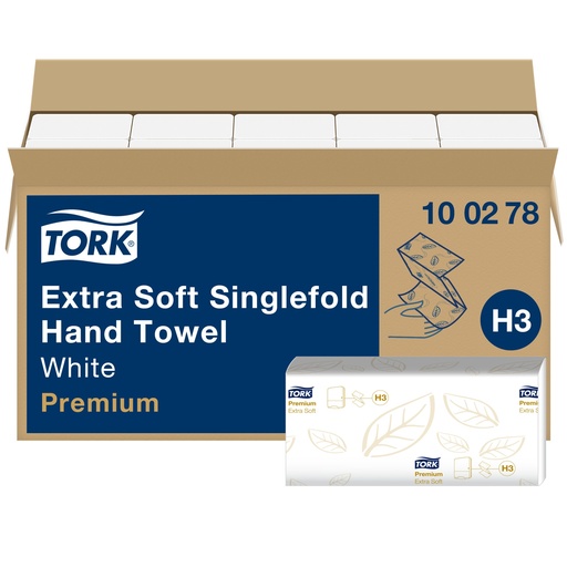 [100278] Tork extraweiche (V Falz)-Handtücher Weiß H3 23x23cm 15x20=3000 Stück