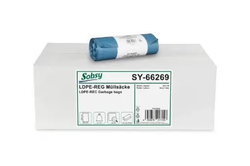 [SY66269] Müllsäcke, blau, LDPE Typ 60, 70 l, 600 x 800 mm, 200 Stück